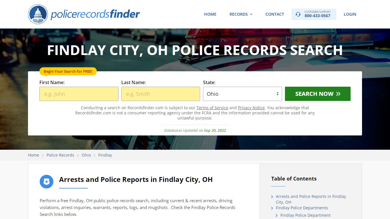 Findlay, Shelby County, OH Police Reports & Police Department Records
