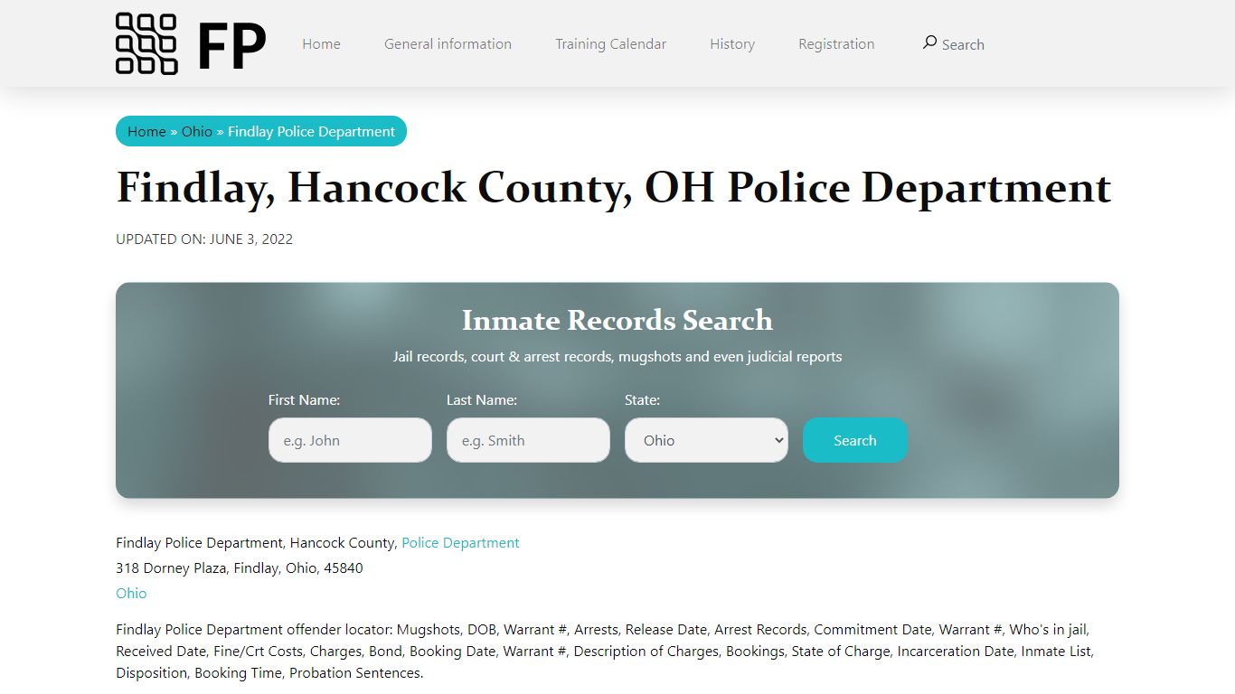 Findlay, OH Police - City Jail Inmates, Arrests